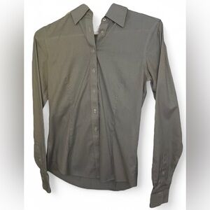 *Brooks Brothers Grey and White Striped Long Sleeve Button Up Shirt Size 2